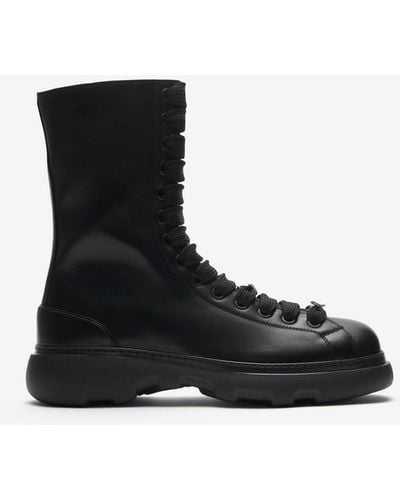 Burberry Leather Ranger Boots - Black