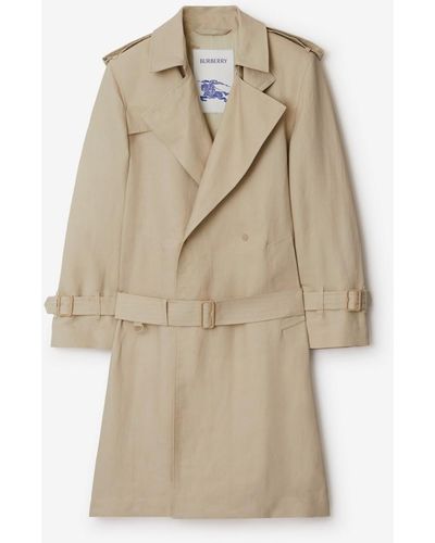 Burberry Long Tricotine Trench Coat - Natural