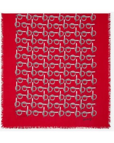 Burberry B Wool Scarf - Red