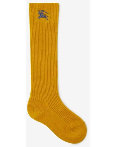 Burberry Ribbed Cashmere Blend Socks - Yellow
