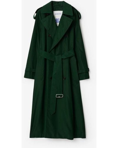 Burberry Long Silk Trench Coat - Green