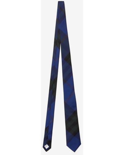 Burberry Check Silk Tie - Blue
