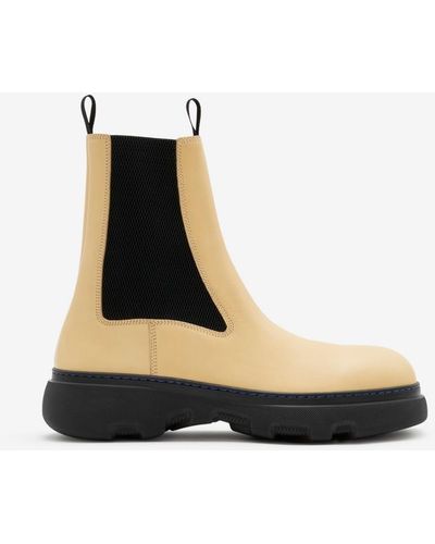 Burberry Creeper Leather Chelsea Boots - Black