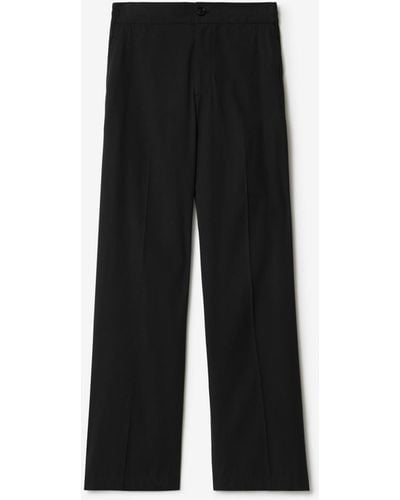 Burberry Cotton Blend Tailored Trousers - Black