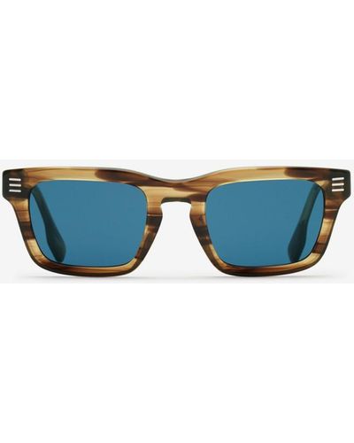Burberry Stripe Square Sunglasses - Blue