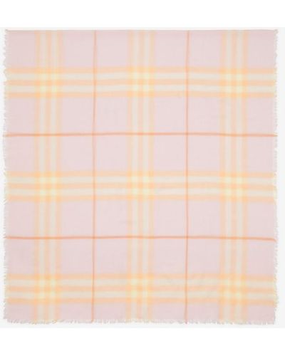 Burberry Check Wool Scarf - Pink