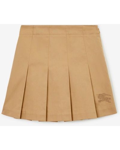 Burberry Pleated Cotton Skirt - Natural