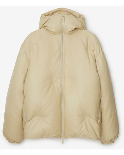 Burberry Leather Padded Jacket - Natural