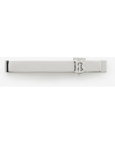 Burberry Monogram Motif Palladium-plated Tie Bar - White