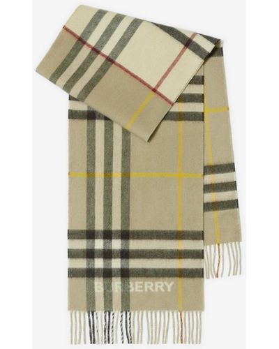 Burberry Contrast Check Cashmere Scarf - Green