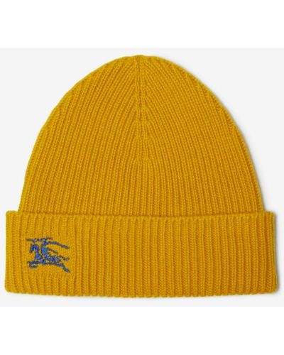 Burberry Ribbed Cashmere Beanie - Yellow