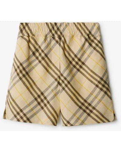 Burberry Check Linen Shorts - Natural