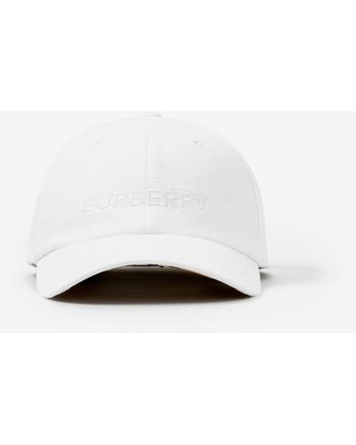 Burberry Embroidered Logo Denim Baseball Cap - White