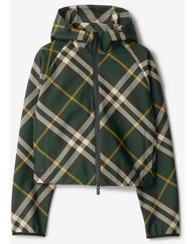 Burberry Cropped Check Lightweight Jacket - Green