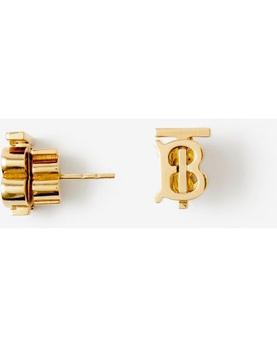 Burberry Gold-plated Monogram Motif Earrings - Metallic