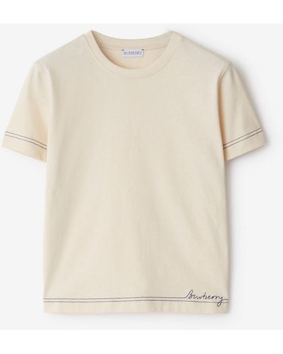 Burberry Boxy Cotton T-shirt - Natural