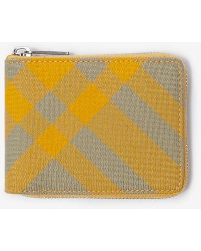 Burberry Check Zip Wallet - Yellow