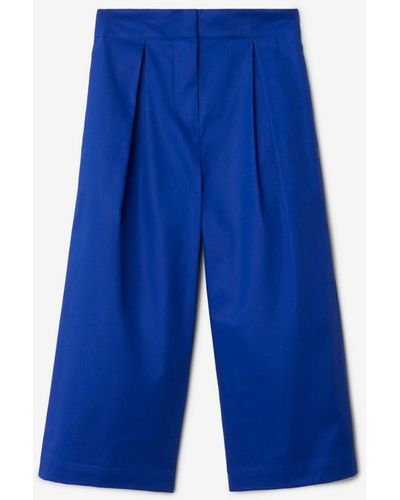 Burberry Pleated Cotton Trousers - Blue