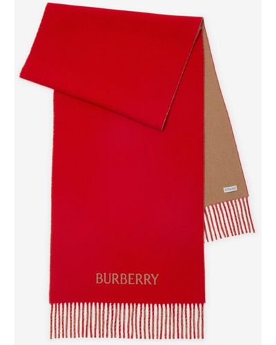 Burberry Ekd Cashmere Reversible Scarf - Red