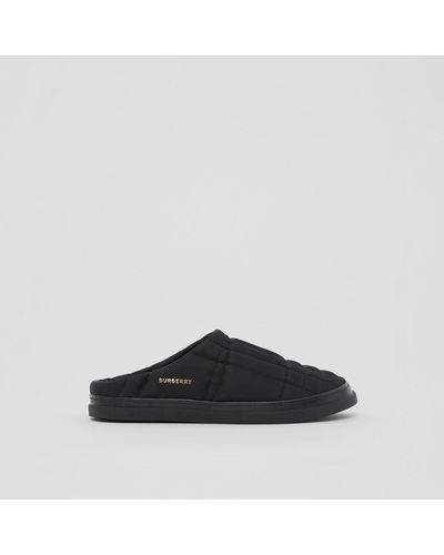 Burberry Logo Detail Quilted Nylon Slippers - Black
