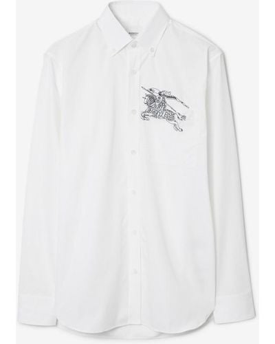 Burberry Elegantes Baumwollhemd mit EKD-Motiv - Weiß