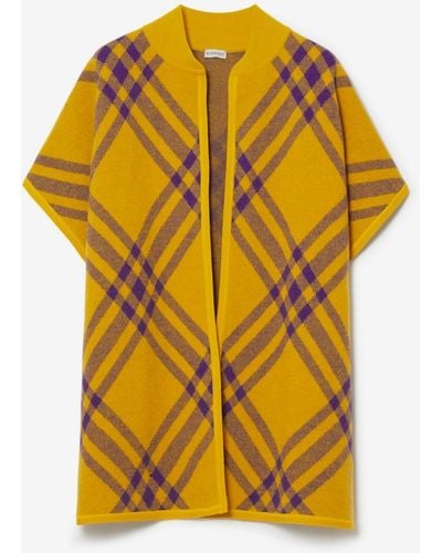 Burberry Cape aus Wolle mit Karomuster - Gelb