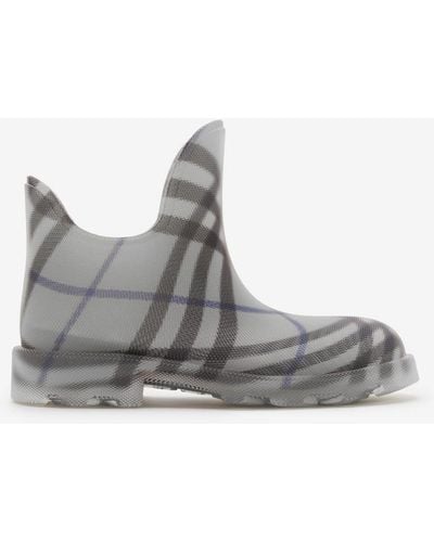 Burberry Check Rubber Marsh Low Boots - Gray