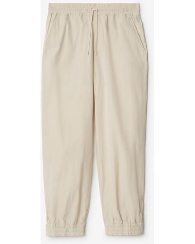 Burberry Cotton Blend Tailored Pants - Natural