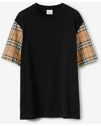 Burberry Carrick Checked Cotton T-shirt X - Black
