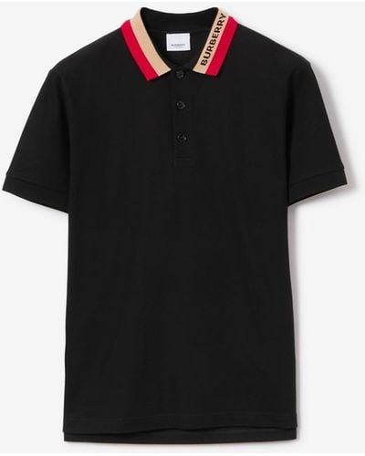 Burberry Edney Polo -Hemd mit gestreiften Kragen - Schwarz