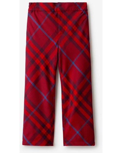 Burberry Check Cotton Track Trousers - Red