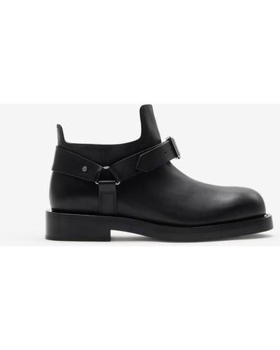 Burberry Leather Saddle Boots - Black