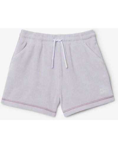 Burberry Cotton Blend Towelling Shorts - Purple