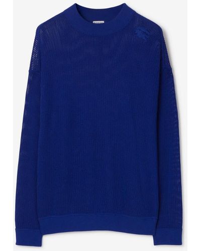 Burberry Silk Cotton Mesh Sweater - Blue