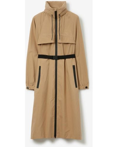 Burberry Ekd Print Belted Parka - Natural