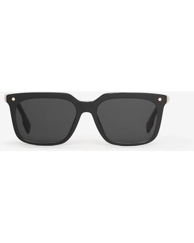Burberry Stripe Detail Square Frame Sunglasses - Black