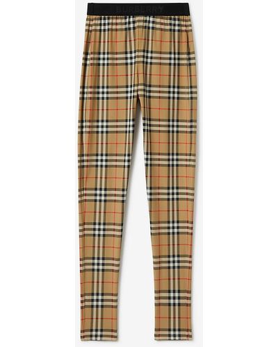 Burberry Leggings aus Stretchjersey in Check - Natur