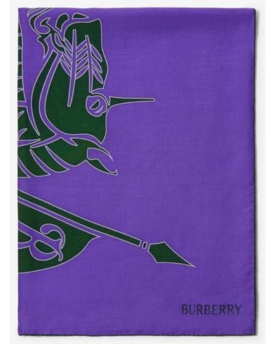 Burberry Ekd Cashmere Silk Scarf - Purple