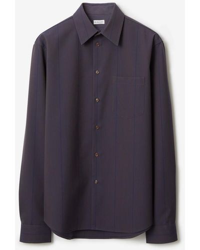 Burberry Striped Wool Shirt - Blue