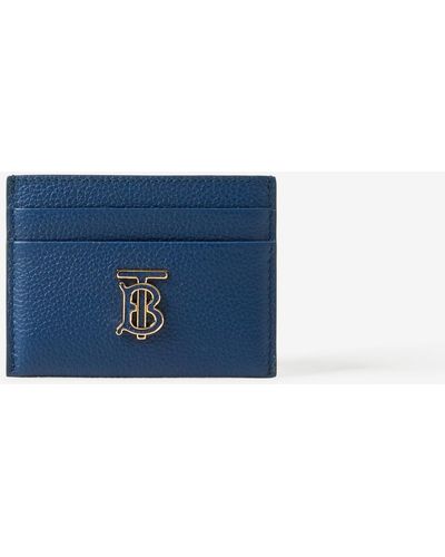 Grainy Leather TB Card Case in Rich Navy - Women