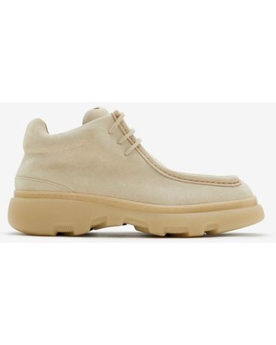 Burberry Suede Creeper Mid Shoes - Natural