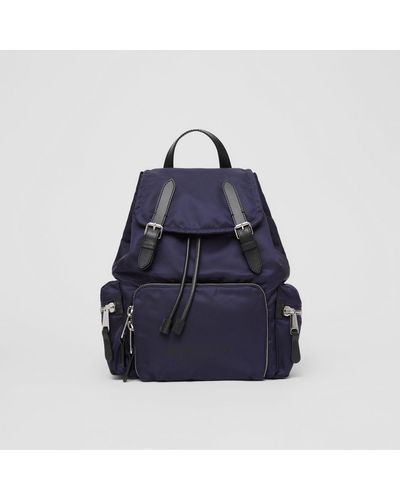 Burberry Medium Logo-print Nylon Backpack - Blue