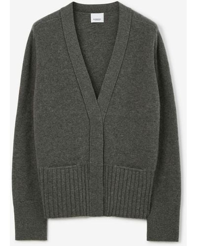 Burberry Wool Cashmere Cardigan - Gray