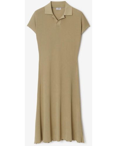 Burberry Rib Knit Polo Shirt Dress - Natural