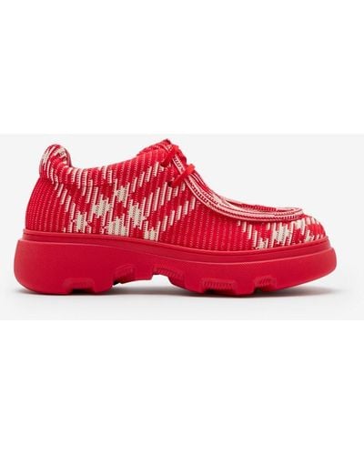 Burberry Check Woven Creeper Shoes - Red