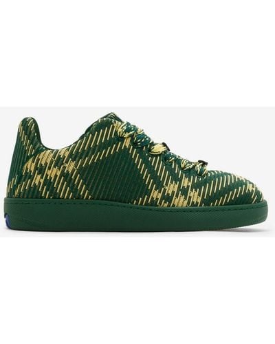 Burberry Check Knit Box Trainers - Green