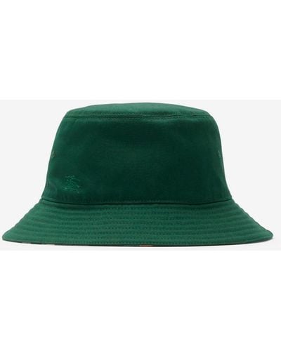 Burberry Reversible Cotton Blend Bucket Hat - Green