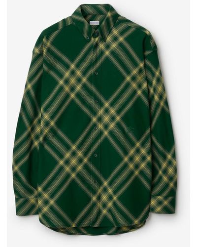 Burberry Check Wool Shirt - Green