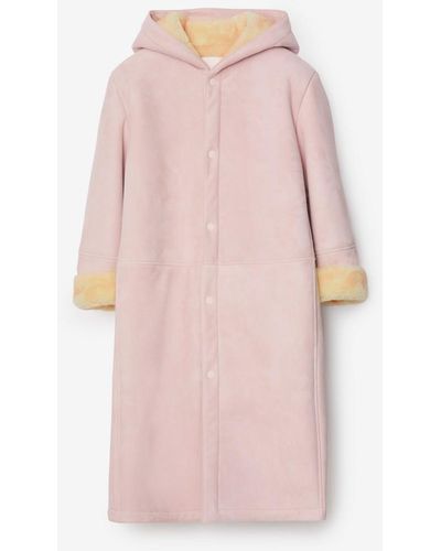 Burberry Suede And Shearling Coat - Pink