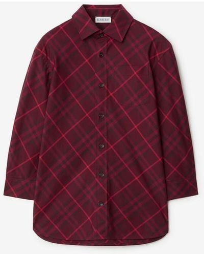 Burberry Check Cotton Shirt - Red
